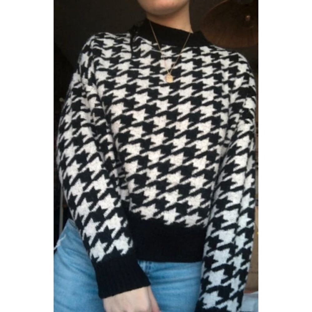 H&M Houndstooth Drop Shoulder Wool Blend Sweater … - image 2